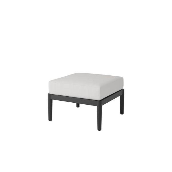 Palazzo deep seating patio ottoman in Onyx finish with white cushion.
