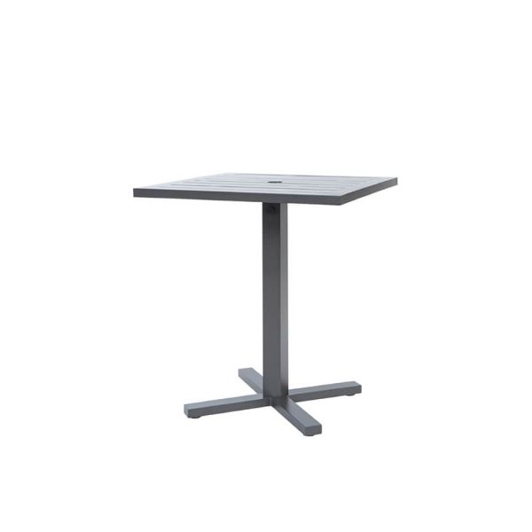 Palermo 36″ Square Bar Height Patio Dining Table in Aluminum Finish with Umbrella Hole