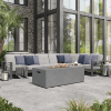 Outdoor sectional setup featuring Palermo Patio Modular Seating Left Arm Loveseat with fire pit table