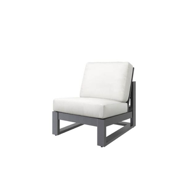 Modern Palermo Patio Modular Seating Center Chair with white cushions and graphite frame.