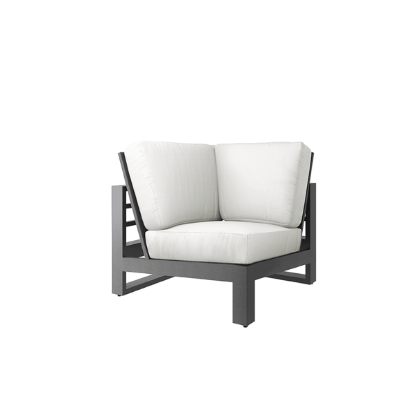 Palermo Patio Modular 90° Square Corner Chair with Cushions in Graphite Finish