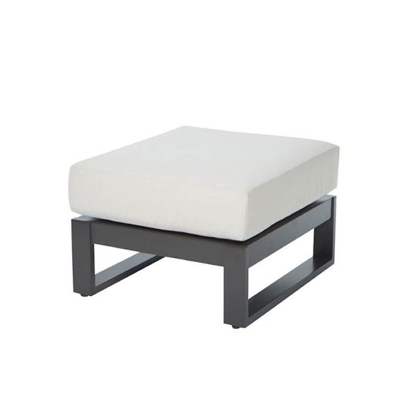 Palermo Patio Cushion Ottoman with graphite aluminum frame and white cushion