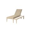 Siena wicker chaise lounge in barley flax paired with side table in flax aspen alabaster finish.