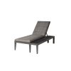 Siena wicker chaise lounge in fog smoke with matching side table in smoke aspen onyx finish.