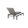 Back view of Siena wicker chaise lounge in fog smoke with side table in smoke aspen alabaster finish.