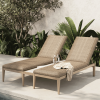 Siena wicker double chaise lounge in barley flax with side table styled poolside