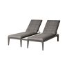 Siena wicker double chaise lounge in fog smoke with light aspen alabaster side table