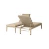 Siena wicker facing position double chaise lounge in barley flax finish with aspen alabaster middle table