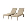 Siena wicker double chaise lounge in barley flax with black aspen onyx side table