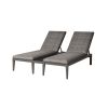 Siena wicker double chaise lounge in fog smoke finish with black aspen onyx side table