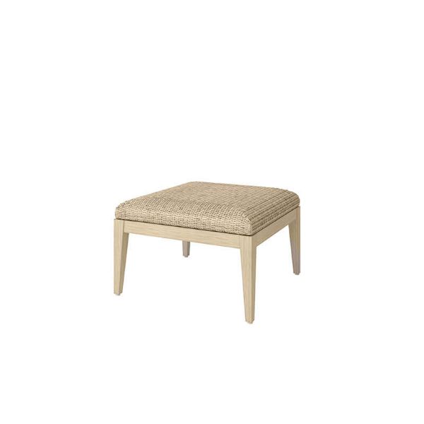 Siena wicker patio ottoman in light barley finish with woven top and sturdy frame