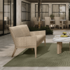 Close-up detail of Siena wicker patio loveseat arm and woven texture