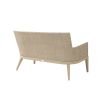 Siena wicker patio loveseat in Barley Flax finish, rear angled view