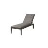 Siena wicker patio chaise lounge in Fog Smoke finish with woven detail.