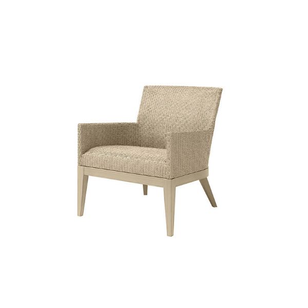 Siena wicker patio club chair in Barley Flax finish with modern woven design