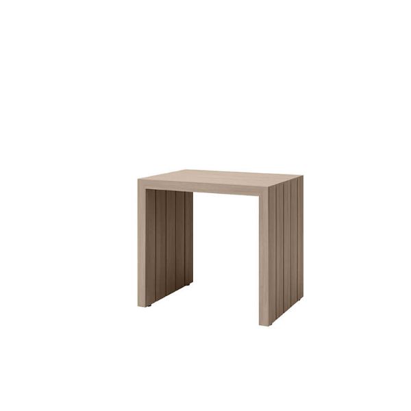 22" x 16" Bari Patio Side Table in Sandstone Beige for Outdoor Lounges