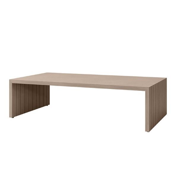 Bari 60" x 32" Rectangular Patio Coffee Table in Flax Finish