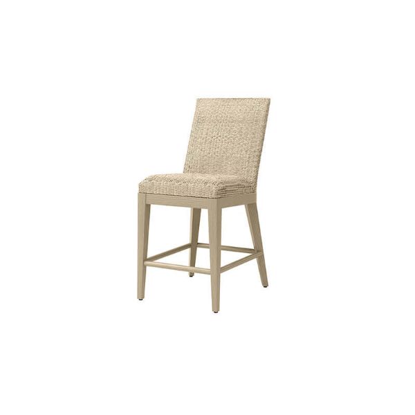 Siena wicker armless counter stool in Barley Flax finish