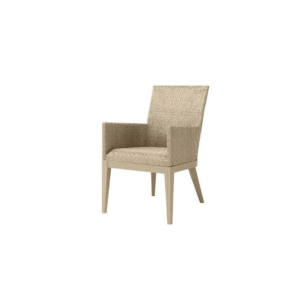Siena Wicker Patio Dining Arm Chair in Barley Flax Finish – Front View