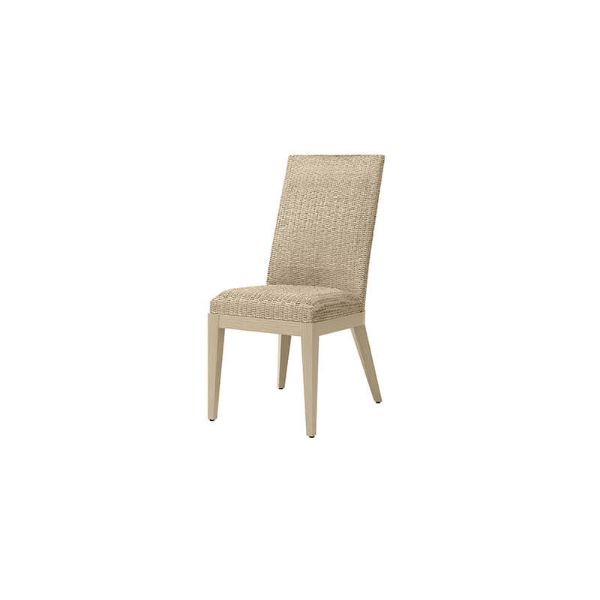Siena Wicker Patio Dining Side Chair in Barley Flax Finish – Front View