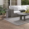 Bellino 10″ Round Patio Cocktail Table in Concrete Finish with Wicker Outdoor Sofa Set