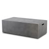 Rectangular Bellino fire pit table in gray finish with cover closed for use as a patio table.