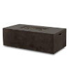 Bellino rectangular fire pit table in iron finish with fire pit opening exposed.
