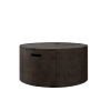 Bellino round patio fire pit in dark iron finish with closed top design