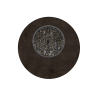 Top view of 42" Bellino round patio fire pit table in iron finish with glass rock burner