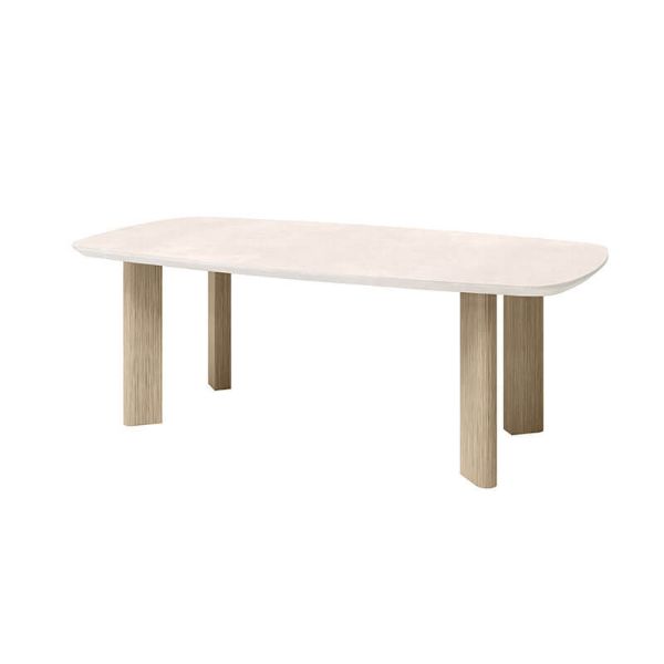 84″ x 40″ Rectangular Forano Bellino Patio Dining Table with Ivory Top and Flax Base – Contemporary Outdoor Dining