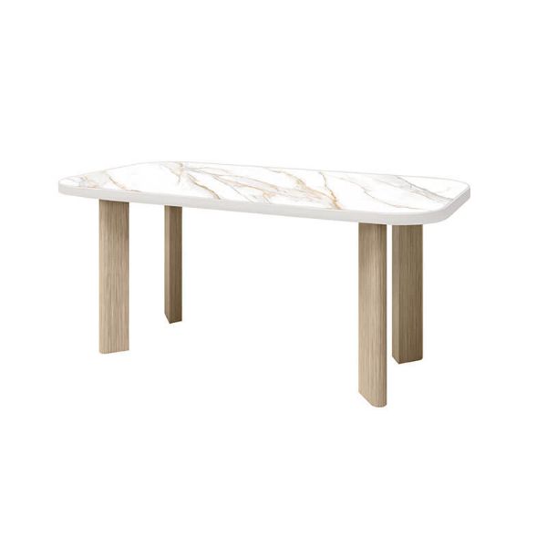 84" x 40" Rectangular Forano Aspen Patio Counter Height Table with Alabaster Top and Flax Base