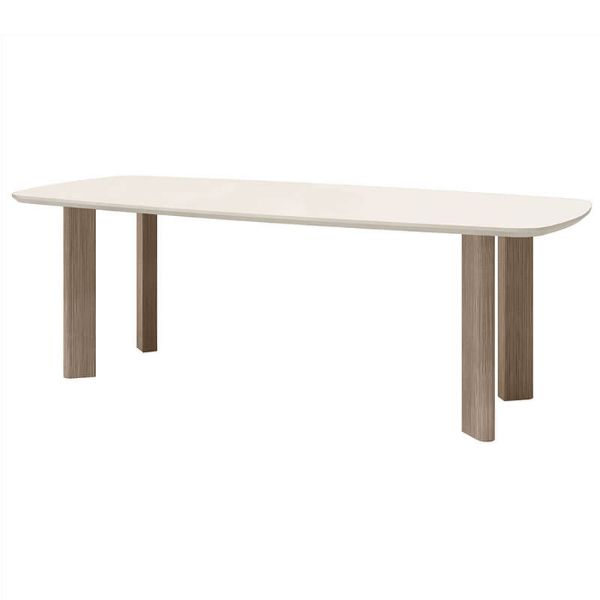 108" x 46" Rectangular Forano Bellino Patio Counter Height Table with Ivory Top and Flax Base