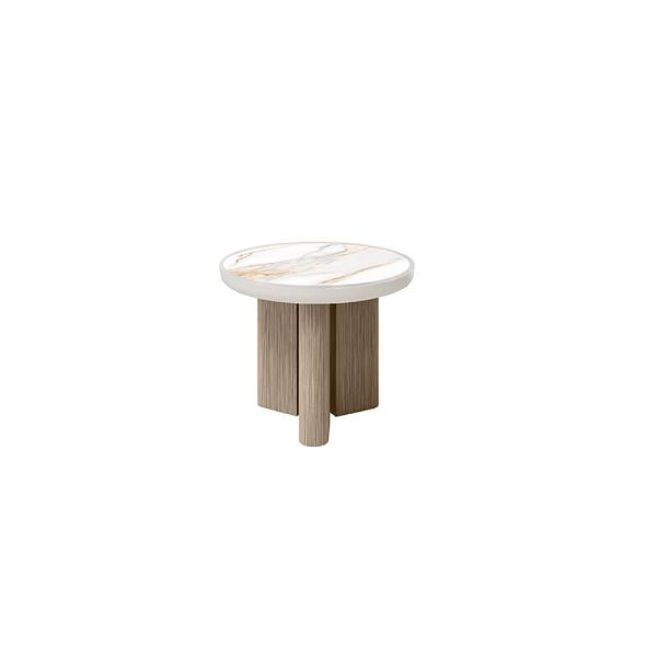 20″ Round Forano Aspen Patio Side Table with alabaster HPL top and flax base
