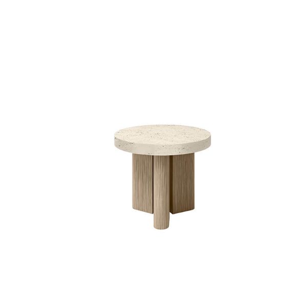 20" Round Forano Pompano Patio Side Table with Shell Top and Flax Base