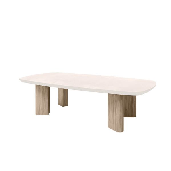 Forano Bellino 59x32 Rectangular Patio Coffee Table in Ivory Finish