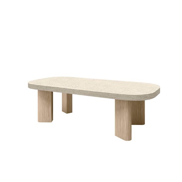 Forano Pompano 54x25 Patio Coffee Table in Shell Finish with Flax Base