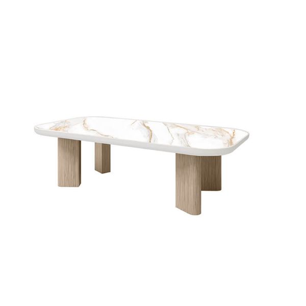 Forano Aspen Patio Coffee Table with alabaster marble top and flax base