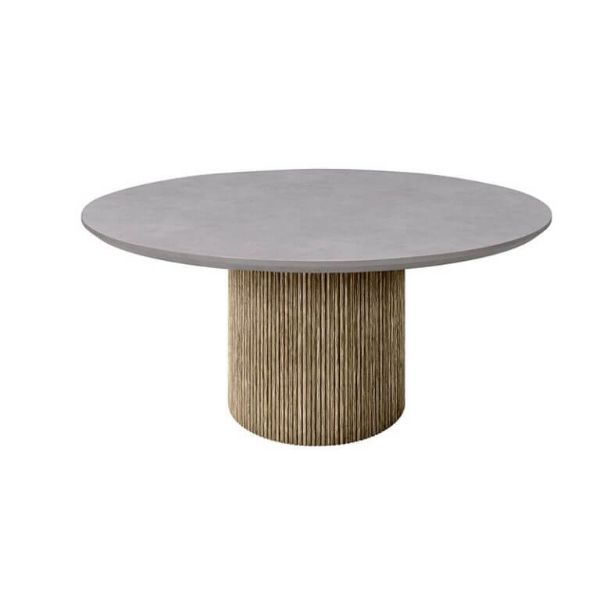 Hampton 65″ Round Bellino Patio Dining Table with concrete top and sable base