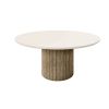 Hampton 65″ Round Patio Dining Table with ivory top and beech base
