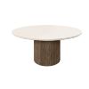 Hampton 65″ Round Bellino Patio Dining Table with ivory top and sable base