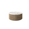 Hampton round patio chat table close-up of ribbed sable base design