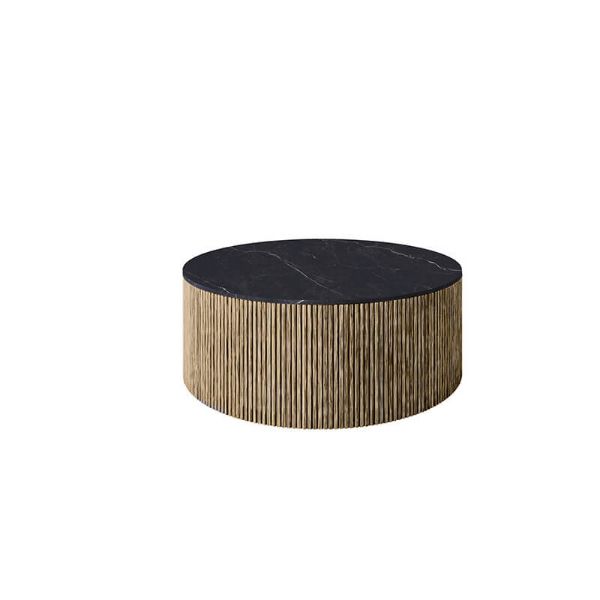 42" Round Hampton Patio Chat Table with Beech Base and Aspen Onyx Top for Outdoor Lounges