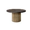 Round Hampton Bellino Patio Dining Table with Beech Base and Iron Top for Resorts and Outdoor Dining Spaces