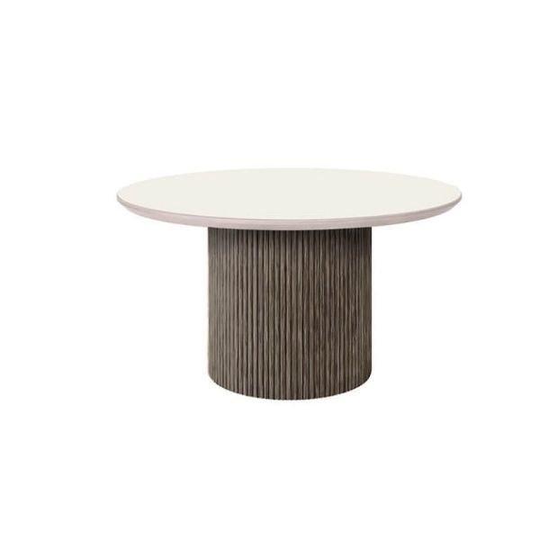 54" Round Hampton Pompano Patio Dining Table with Timber Base and Bellino Ivory Top for Outdoor Dining Spaces