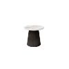20″ round Pompano Aspen outdoor side table with slate base and alabaster top