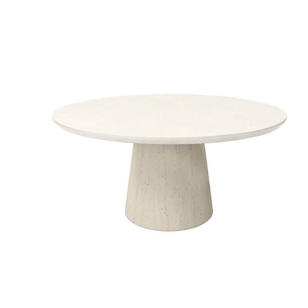 65 Inch Round Pompano Bellino Patio Dining Table with Shell Base and Bellino Ivory Top