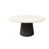 65" Round Pompano Bellino Patio Dining Table with Slate Base and Bellino Ivory Top for Outdoor Resort Dining