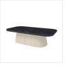 Pompano outdoor coffee table with onyx top and shell base