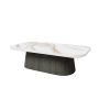 Contemporary Pompano coffee table with white marble top and slate base for outdoor living