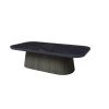 Modern Pompano rectangular patio coffee table with black marble top and slate base